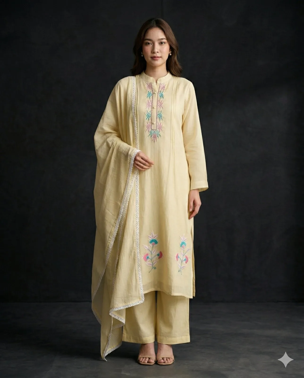Yellow Embrodery Kurti set