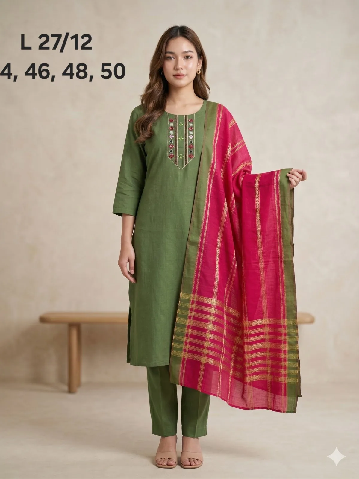 Green Big size only Kurti set of 3